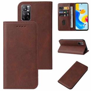 For Xiaomi Redmi Note 11S 5G Magnetic Closure Leather Phone Case(Brown)