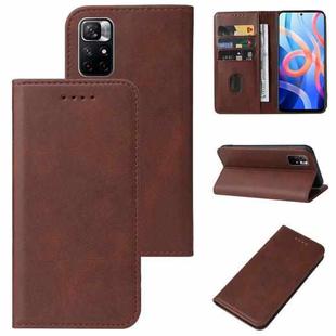 For Xiaomi Redmi Note 11T 5G Magnetic Closure Leather Phone Case(Brown)