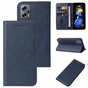 For Xiaomi Redmi Note 11T Pro+ Magnetic Closure Leather Phone Case(Blue)