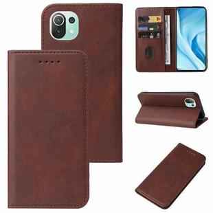 For Xiaomi Mi 11 Lite 4G / 5G Magnetic Closure Leather Phone Case(Brown)