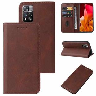 For Xiaomi Mi 11i / Poco F3 / Redmi K40 Magnetic Closure Leather Phone Case(Brown)