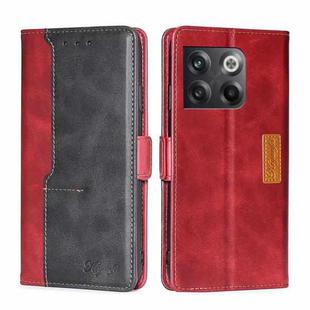 For OnePlus Ace Pro 5G Contrast Color Side Buckle Leather Phone Case(Red + Black)