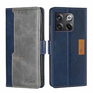 For OnePlus Ace Pro 5G Contrast Color Side Buckle Leather Phone Case(Blue + Grey)