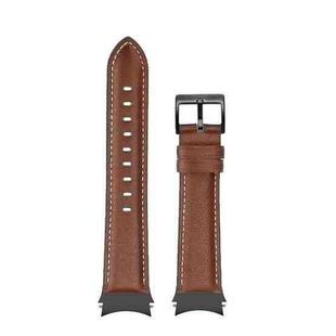 For Samsung Galaxy Watch4 40mm / 44mm First Layer Leather Sewing Thread Watch Band(Brown)
