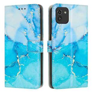 For Samsung Galaxy A03 166mm Painted Marble Pattern Leather Phone Case(Blue Green)