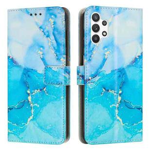 For Samsung Galaxy A13 4G Painted Marble Pattern Leather Phone Case(Blue Green)