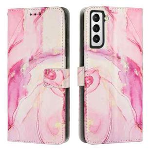 For Samsung Galaxy S21 5G Painted Marble Pattern Leather Phone Case(Rose Gold)