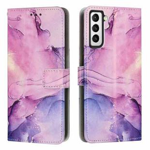 For Samsung Galaxy S21 FE 5G Painted Marble Pattern Leather Phone Case(Purple)