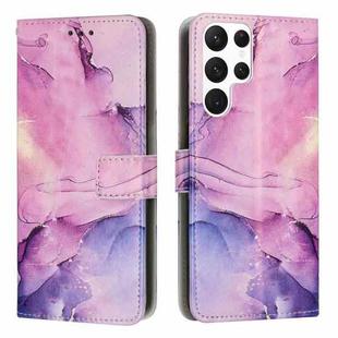 For Samsung Galaxy S22 Ultra 5G Painted Marble Pattern Leather Phone Case(Purple)