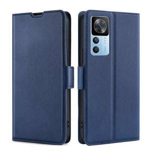 For Xiaomi Redmi K50 Ultra/Xiaomi 12T/Xiaomi 12T Pro Ultra-thin Voltage Side Buckle Horizontal Flip Leather Phone Case(Blue)