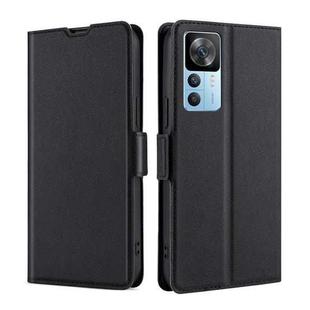 For Xiaomi Redmi K50 Ultra/Xiaomi 12T/Xiaomi 12T Pro Ultra-thin Voltage Side Buckle Horizontal Flip Leather Phone Case(Black)
