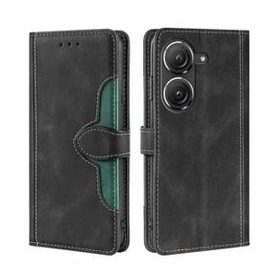 For Asus Zenfone 9 Skin Feel Magnetic Buckle Leather Phone Case(Black)