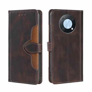 For Huawei nova Y90 4G Skin Feel Magnetic Buckle Leather Phone Case(Brown)