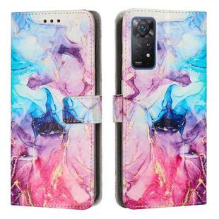 For Xiaomi Redmi Note 11 Pro 4G Global Painted Marble Pattern Leather Phone Case(Pink Purple)