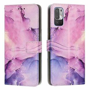 For Xiaomi Redmi Note 10 5G/Redmi Note 10T 5G/Poco M3 Pro 5G Painted Marble Pattern Leather Phone Case(Purple)