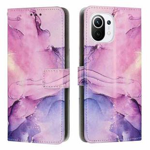 For Xiaomi Mi 11 Lite Painted Marble Pattern Leather Phone Case(Purple)