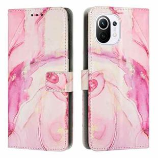 For Xiaomi Mi 11 Lite Painted Marble Pattern Leather Phone Case(Rose Gold)