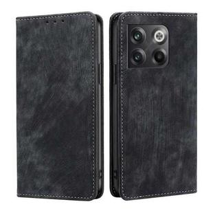 For OnePlus Ace Pro 5G RFID Anti-theft Brush Magnetic Leather Phone Case(Black)