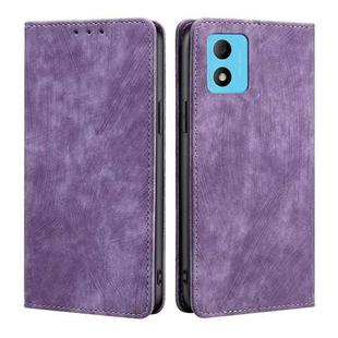 For TCL 305i RFID Anti-theft Brush Magnetic Leather Phone Case(Purple)