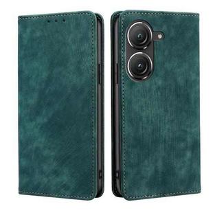 For Asus Zenfone 9 RFID Anti-theft Brush Magnetic Leather Phone Case(Green)
