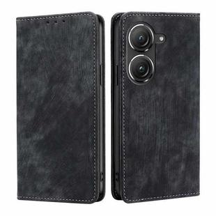 For Asus Zenfone 9 RFID Anti-theft Brush Magnetic Leather Phone Case(Black)