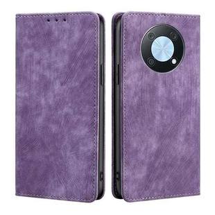 For Huawei nova Y90 4G RFID Anti-theft Brush Magnetic Leather Phone Case(Purple)