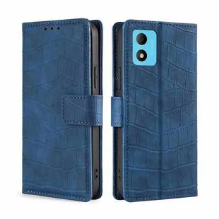 For TCL 305i Skin Feel Crocodile Magnetic Clasp Leather Phone Case(Blue)