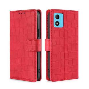 For TCL 305i Skin Feel Crocodile Magnetic Clasp Leather Phone Case(Red)