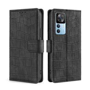 For Xiaomi Redmi K50 Ultra/Xiaomi 12T/Xiaomi 12T Pro Skin Feel Crocodile Magnetic Clasp Leather Phone Case(Black)