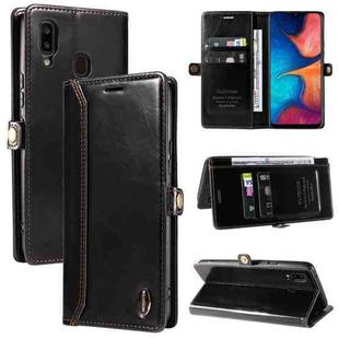 For Samsung Galaxy A20 / A30 GQUTROBE RFID Blocking Oil Wax Leather Phone Case(Black)