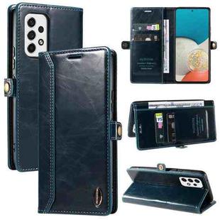 For Samsung Galaxy A53 5G GQUTROBE RFID Blocking Oil Wax Leather Phone Case(Blue)