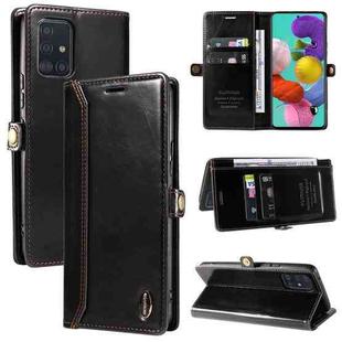 For Samsung Galaxy A71 4G GQUTROBE RFID Blocking Oil Wax Leather Phone Case(Black)