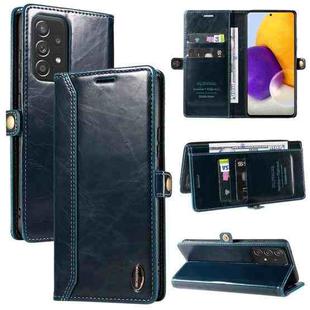 For Samsung Galaxy A72 4G / 5G GQUTROBE RFID Blocking Oil Wax Leather Phone Case(Blue)