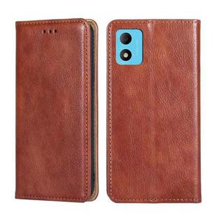 For TCL 305i Gloss Oil Solid Color Magnetic Leather Phone Case(Brown)