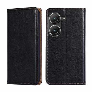 For Asus Zenfone 9 Gloss Oil Solid Color Magnetic Leather Phone Case(Black)