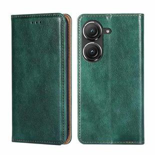 For Asus Zenfone 9 Gloss Oil Solid Color Magnetic Leather Phone Case(Green)