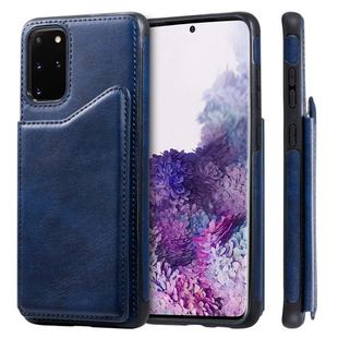 For Galaxy S20 Plus Calf Texture Horizontal Flip Leather Case with Holder & Card Slots & Frame(Blue)