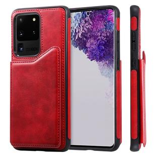 For Galaxy S20 Ultra Calf Texture Horizontal Flip Leather Case with Holder & Card Slots & Frame(Red)
