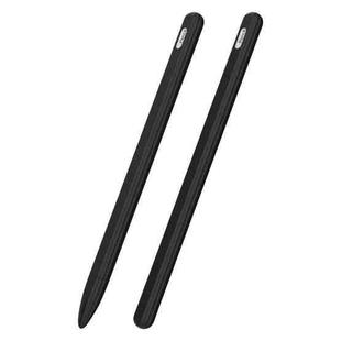 3 in 1 Striped Liquid Silicone Stylus Case with Two Tip Caps For Apple Pencil 1(Black)