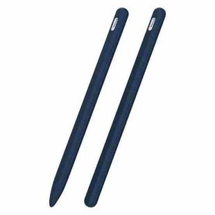 3 in 1 Striped Liquid Silicone Stylus Case with Two Tip Caps For Apple Pencil 1(Midnight Blue)