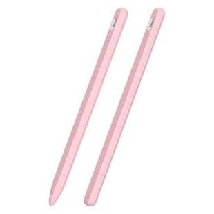 3 in 1 Striped Liquid Silicone Stylus Case with Two Tip Caps For Apple Pencil 1(Pink)