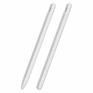 3 in 1 Striped Liquid Silicone Stylus Case with Two Tip Caps For Apple Pencil 1(White)