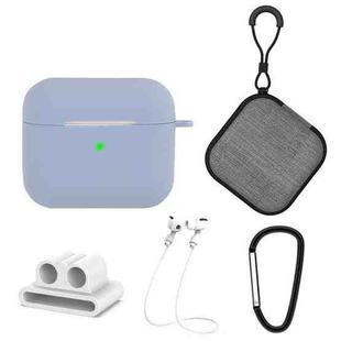 5 in 1 Silicone Earphone Protective Case + Earphone Bag + Earphones Buckle + Hook + Anti-lost Rope Set For AirPods 3(Grey)