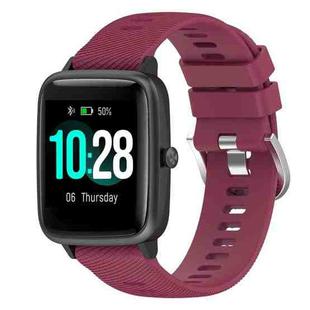 For Xiaomi Haylou Solar LS01 19mm Cross Textured Silicone Watch Band(Wine Red)
