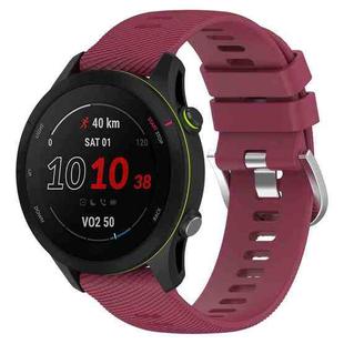 For Garmin Forerunner255S 18mm Cross Textured Silicone Watch Band(Wine Red)