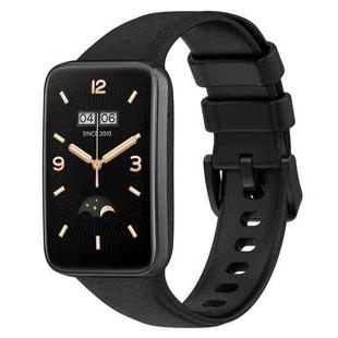For Xiaomi Mi Band 7 Pro Litchi Texture Leather Watch Band(Black)