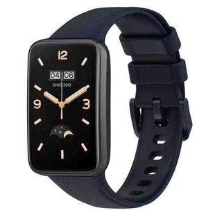 For Xiaomi Mi Band 7 Pro Litchi Texture Leather Watch Band(Dark Blue)