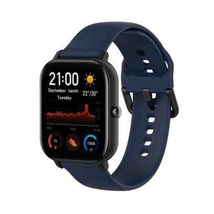 For Amazfit GTS4 Mini Solid Color Soft Silicone Watch Band, Size:S Size(Midnight Blue)