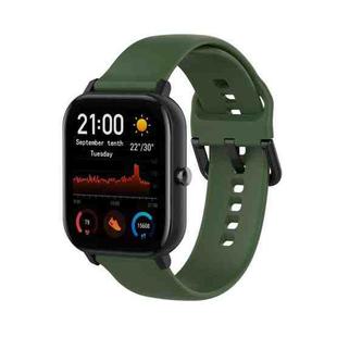 For Amazfit GTS4 Mini Solid Color Soft Silicone Watch Band, Size:Large Size(Army Green)