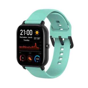 For Amazfit GTS4 Mini Solid Color Soft Silicone Watch Band, Size:Large Size(Teal)